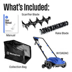 Westinghouse W13ADAC 13-Inch 12 Amp 2-in-1 Corded Electric Dethatcher and Aerator with 8 Gallon Thatch Collection Bag, 4-Position Depth Adjustment, Foldable Handle