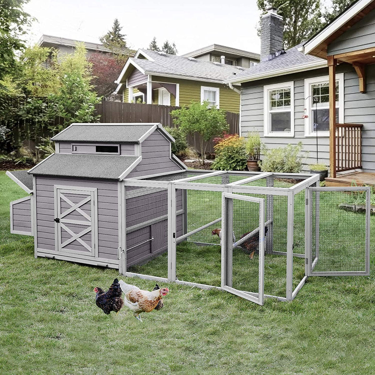 Aivituvin Extra Large Chicken Coop Wooden Hen House for 8-10 Chickens