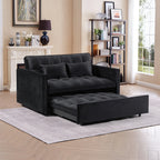 Gewnee 55'' Modern Convertible Velvet Sofa Bed with Pull-Out Twin Bed, Adjustable Backrest for Living Room, Office (Dark Gray)