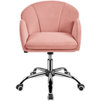 Yaheetech Modern Vanity Chair Swivel Rolling Chair with Armrests, Pink