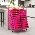 Costway 20 Drawer Rolling Storage Cart Tools Scrapbook Paper Office School Organizer Yellow