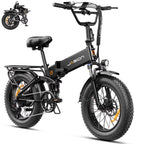 Jasion X-Hunter Electric Bike for Adults, 750W Motor Electric Bicycle with 48V 13AH Removable Battery, 20" x4.0 Fat Tire Folding Ebike, Full Suspension, 7-Speed Bicycles