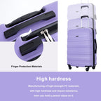 Tripcomp Hardside Luggage Set 3-Piece Set (21/25/29) Lightweight Suitcase 4-Wheeled Suitcase Set(Purple)