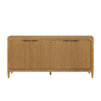 My Texas House Linden Fluted Buffet Cabinet Sideboard with Adjustable Shelves, Warm Brown