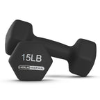 HolaHatha Neoprene Dumbbell Weight Set with Rack (Black), 112.5 lb