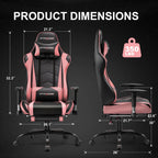 GTRACING Gaming Chair, Ergonomic Office Desk Chair with Lumbar Support, PU Leather, Footrest & Adjustable Headrest, Red