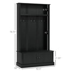 HOMCOM Hall Tree, Entryway Bench w/ Coat Rack, Shoe Cabinet, Black