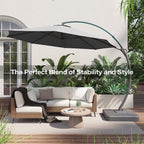 LAUSAINT HOME 11FT Patio Umbrella with Base, Outdoor Deluxe Curvy Cantilever Umbrella for Patio Pool Deck, Champagne