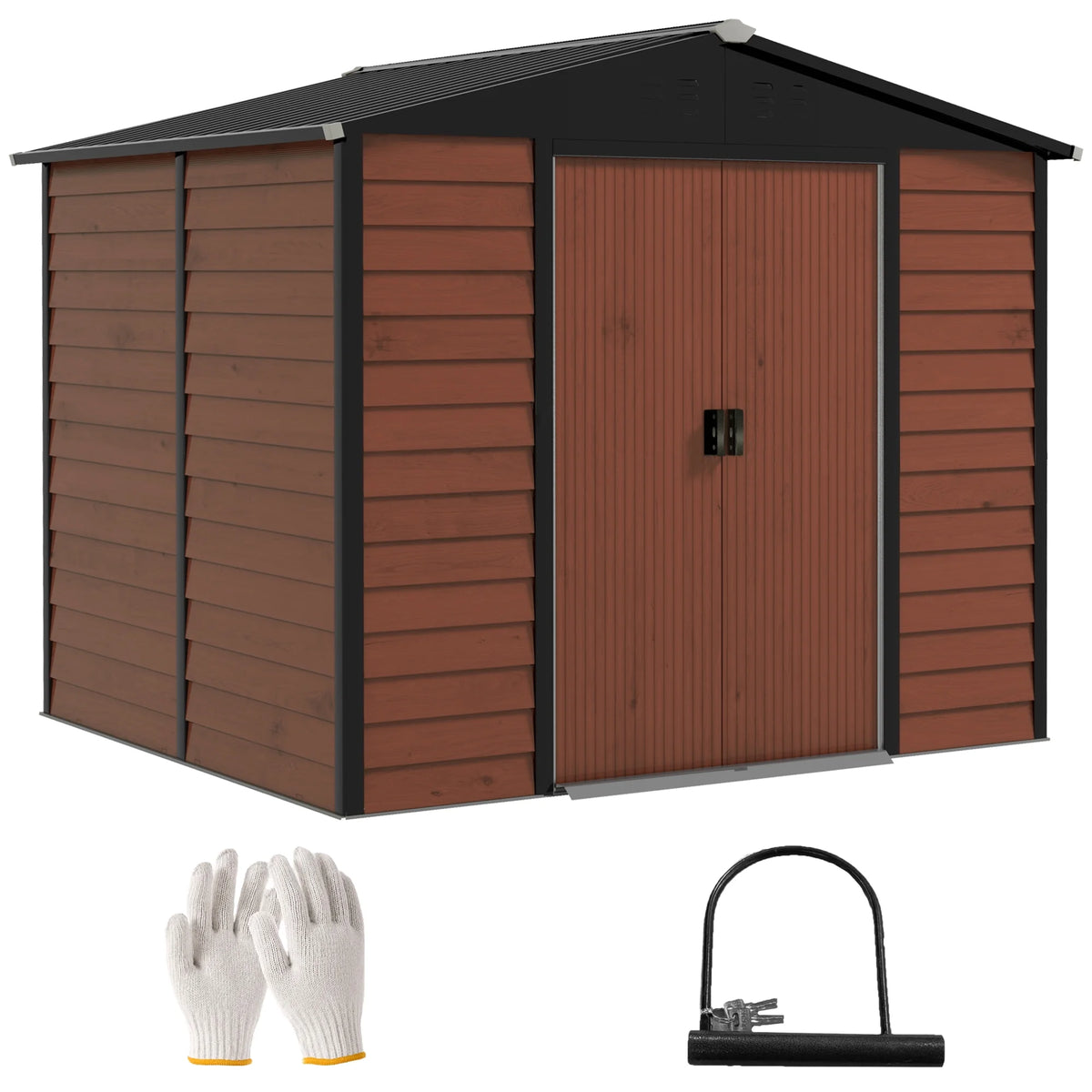 Outsunny 7' x 4' Metal Storage Shed Organizer, Garden Tool House with 4 Vents and 2 Sliding Doors for Backyard, Patio, Garage, Lawn, Dark Gray