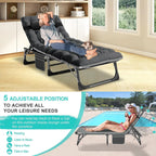 Slsy Folding Lounge Chair, 5-Position Adjustable Outdoor Reclining Chair, Folding Sleeping Bed Cot, Folding Chaise Lounge Chair for Pool Beach Patio Sunbathing