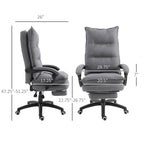 Office Chair Vinsetto 360�� Swivel Executive Home Office Chair Adjustable Height Linen Style Fabric Recliner with Retractable Footrest and Double Padding, Grey,Ergonomic Office Chair