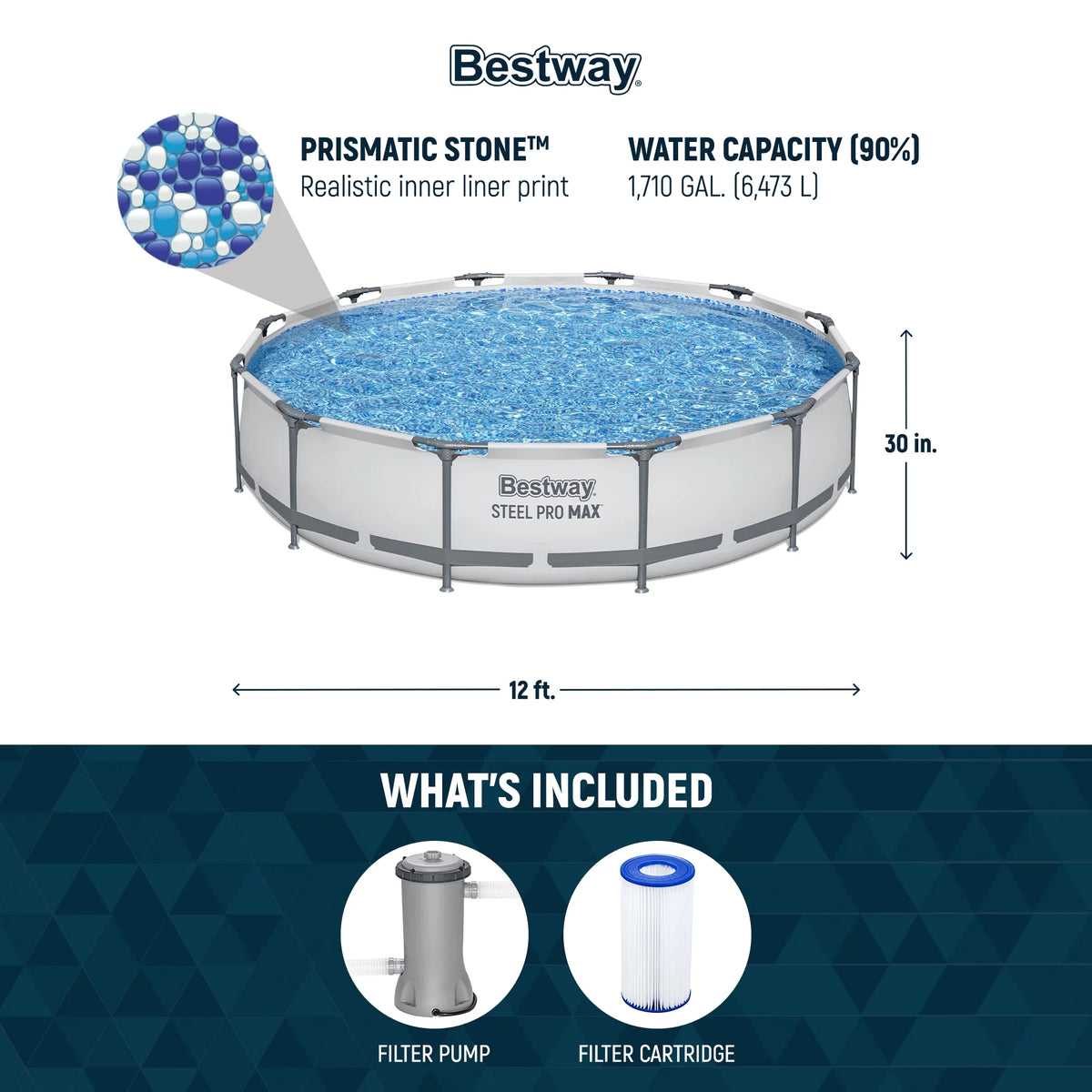 Bestway Steel Pro MAX 10' x 30" Above Ground Pool Set Round