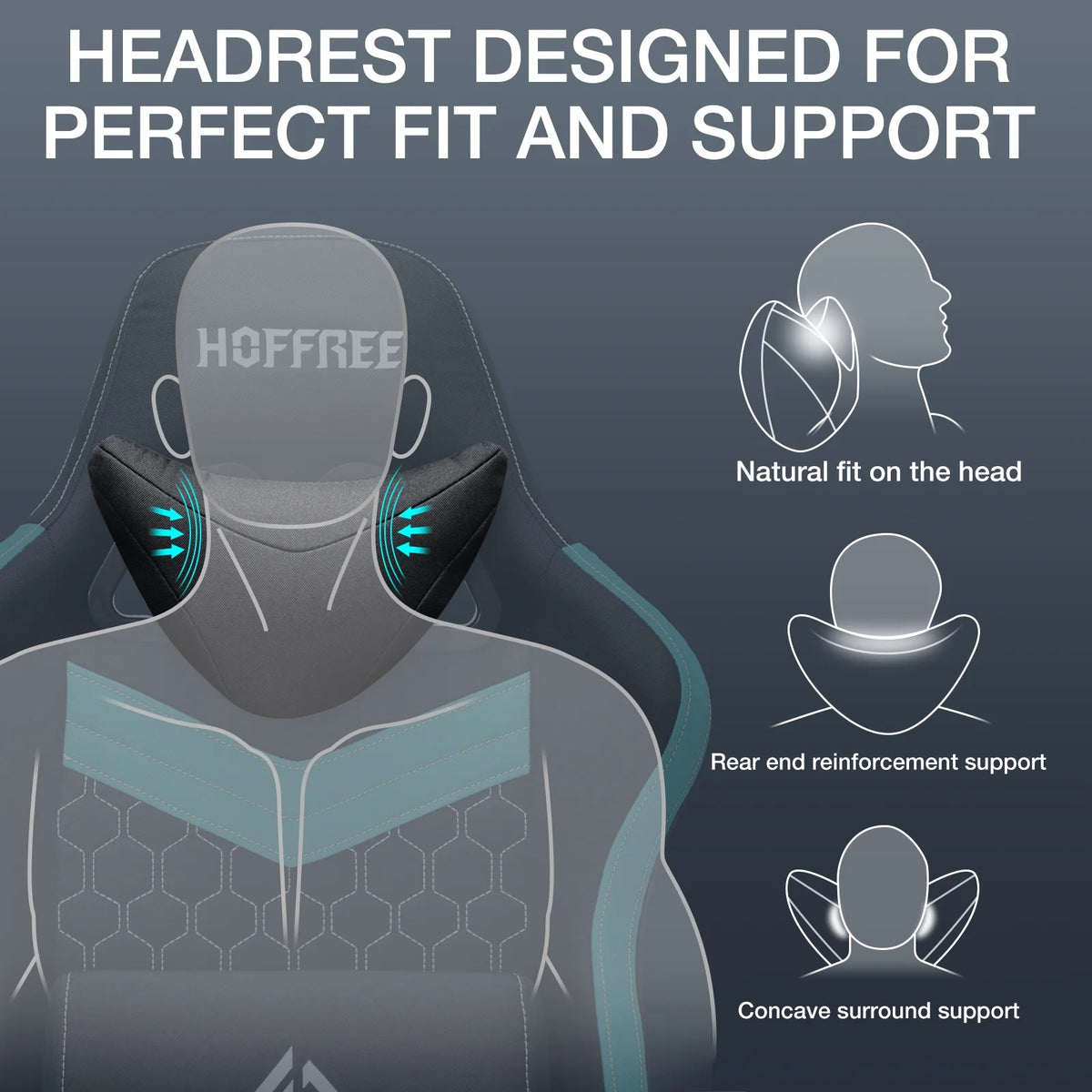 Hoffree Gaming Chair with Massage Fabric Office Chair with footrest for Adults, Ergonomic Gamer Chair with Headrest and Lumbar Support for Office Gaming, 440 LBS