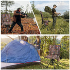 Danrelax 360�� Silent Camo Hunting Blind Chair, Armrests, Side Pouch, Telescopic Legs