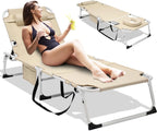 Slsy Folding Lounge Chair, 5-Position Adjustable Outdoor Reclining Chair, Folding Sleeping Bed Cot, Folding Chaise Lounge Chair for Pool Beach Patio Sunbathing