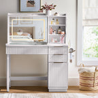 Better Homes & Gardens Lillian Vanity Desk with LED Lighted Mirror, White Finish