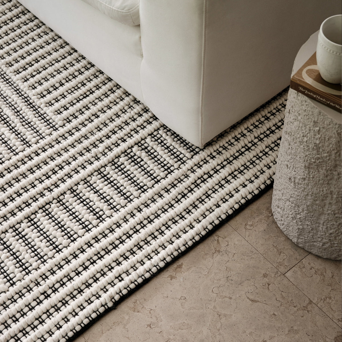Rugs USA Devon Wool Blend Area Rug, 5' x 8', Devon Ivory