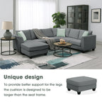 Harper & Bright Designs Modular Sectional Sofa with Ottoman Couch L Shape Corner Sofa Sets 7 Seats Fabric Couch for Living Room, Black, 112 * 87 inch