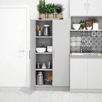 Prepac Adjustable Shelves Cabinet - Functional Tall Garage Table, 16"D x 32"W x 65"H Freestanding Garage Cabinet with 2-Doors, Light Gray - GES-3264