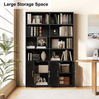 Homfa 73�� Tall Bookcases with Doors, 8 Cubes 6-Tier Double Row Bookshelf, White Bookcase for Living Room Home Office
