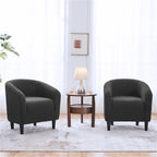 Yaheetech Upholstered Club Chair Accent Barrel Chair, Ivory