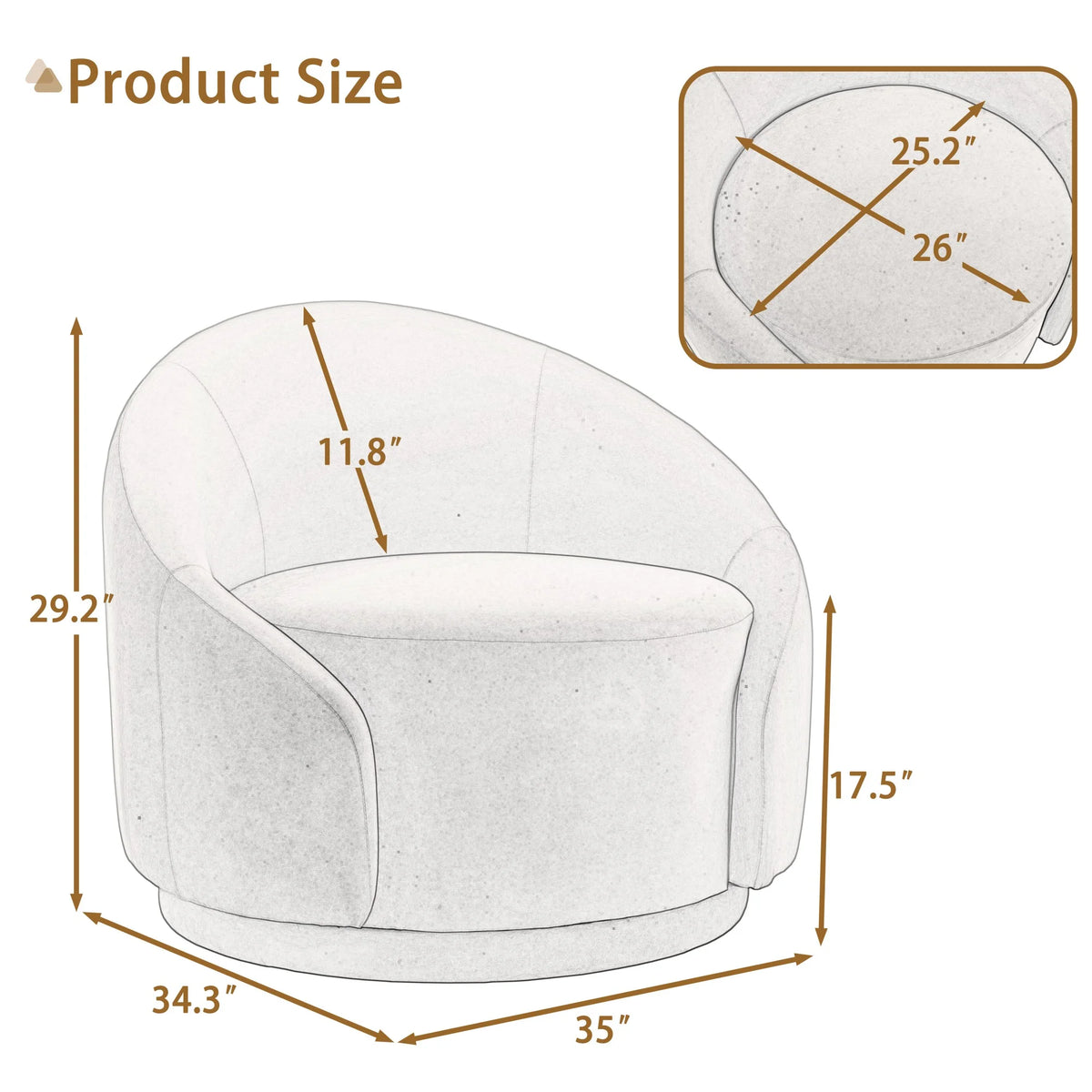 360�� Swivel Accent Chair for Living Room, Boucle Barrel Armchair Single Sofa Chair Reading Chair, Sage Green