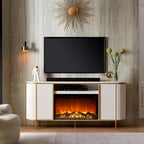 OKD Luxury Fireplace TV Stand for TVs Up to 80 inches, 70" Modern Fluted Entertainment Center with Electric Fireplace, Media Console TV Stand for Living Room,Natural Oak