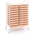 Costway 20 Drawer Rolling Storage Cart Tools Scrapbook Paper Office School Organizer Yellow