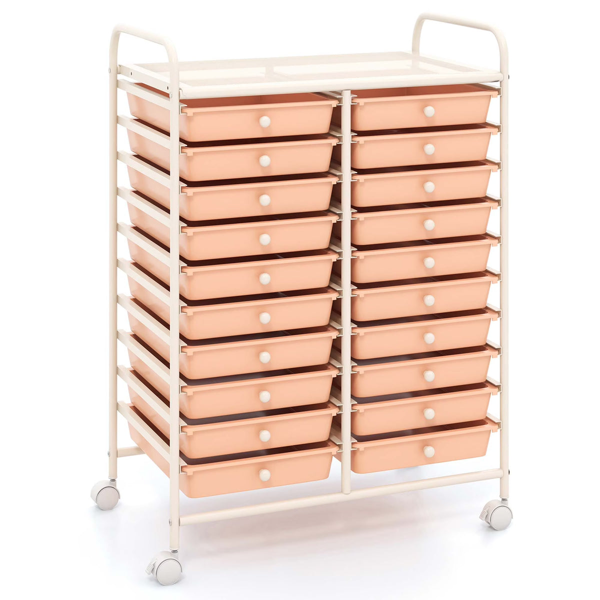 Costway 20 Drawer Rolling Storage Cart Tools Scrapbook Paper Office School Organizer Yellow