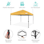 Best Choice Products 12x12ft Easy Setup Pop Up Canopy w/ 1-Button Setup, Wheeled Case, 4 Weight Bags - Navy Blue