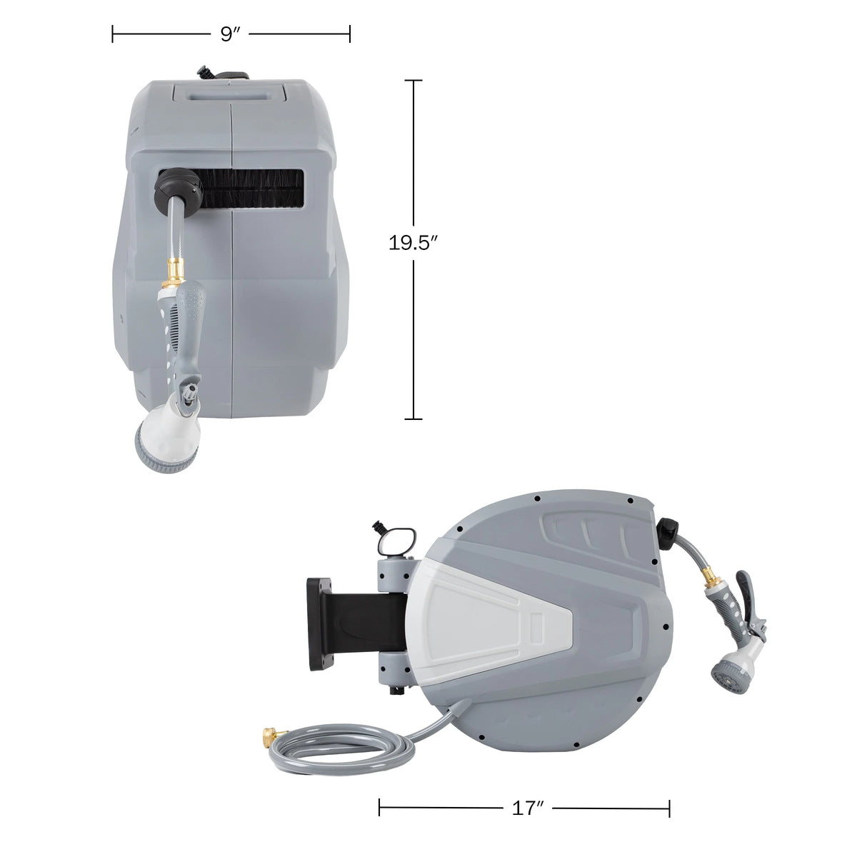 Pure Garden 100 FT Retractable Hose with Wall Reel and 9 Nozzle Patterns
