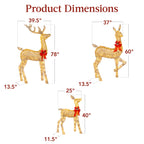 Best Choice Products 6.5ft 3-Piece Lighted Christmas Deer Set Outdoor Yard Decoration w/ 385 LED Lights, Stakes - Gold