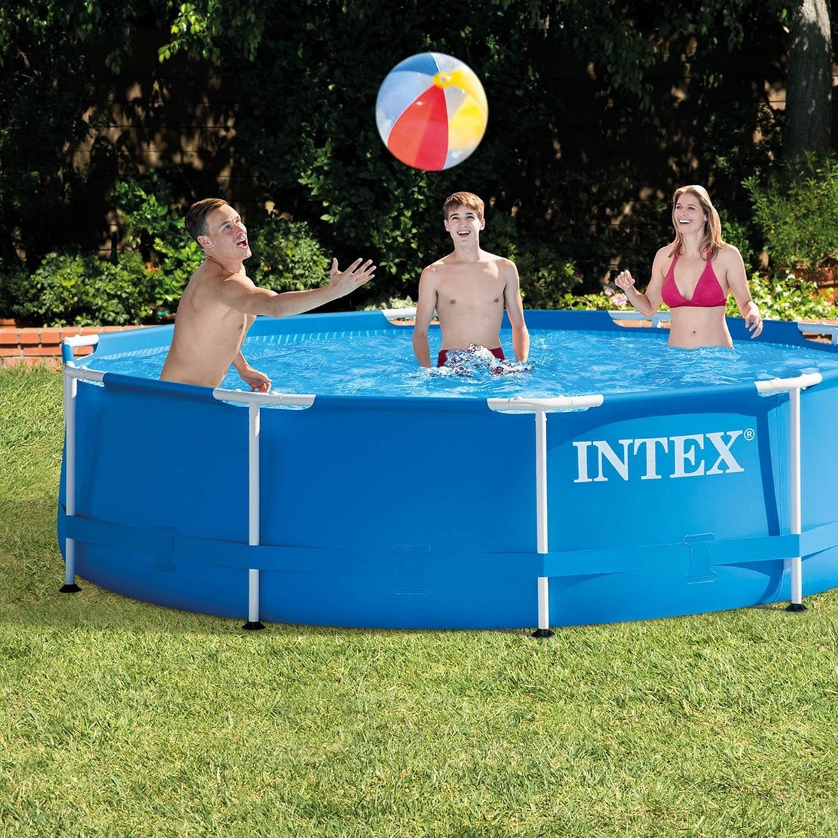 Intex Metal Frame 10' x 30" Outdoor Swimming Pool with Filter Pump & Cover Metal frame pools Round