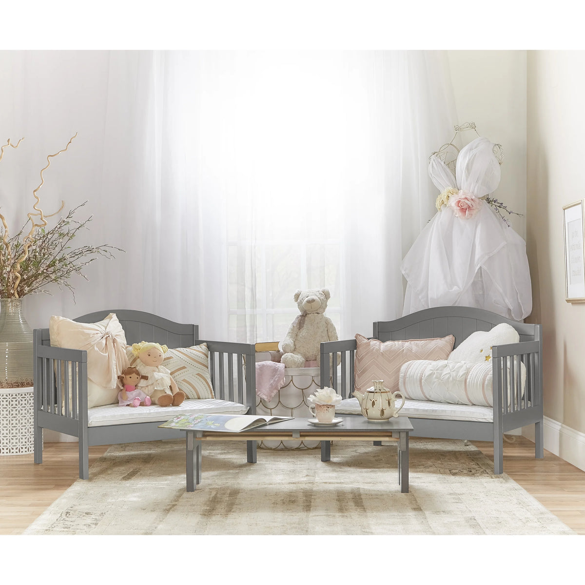 Dream On Me Portland 3 in 1 convertible Toddler Bed, Steel Grey