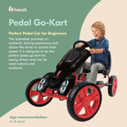 Hauck Speedster Pedal Go Kart w/ Adjustable Bucket Seat for Kids Ages 4 to 8, Fire Rescue
