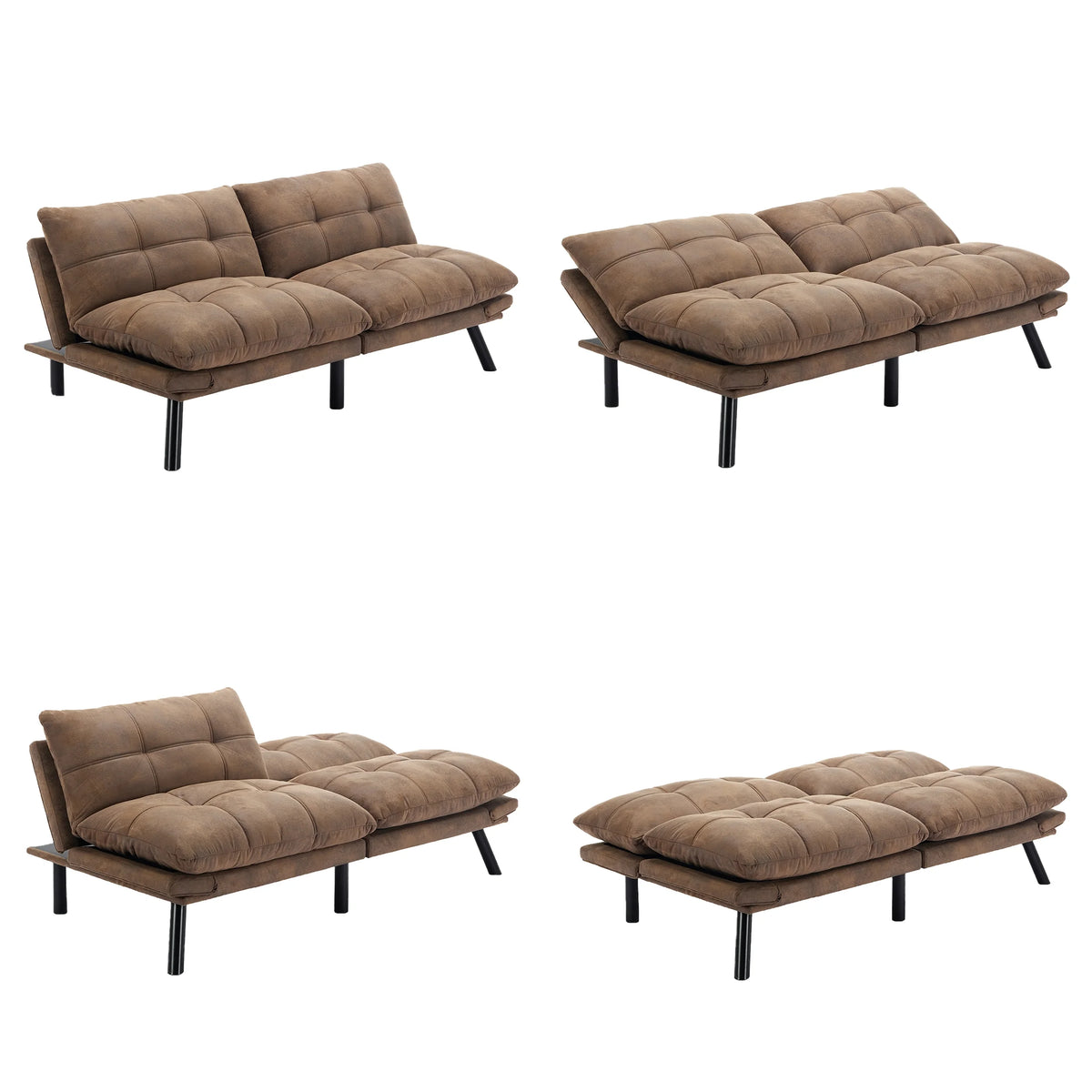 PAPROOS Convertible Sofa Bed, Folding Futon Sofa Bed, Upholstered Sofa Bed Couch, Loveseat Sleeper Sofa for Small Space, Apartment, Living Room, Cream