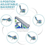 Costway 2-Pack Folding Backpack Beach Chair Table Set 5-Position Outdoor Reclining Chair Pink