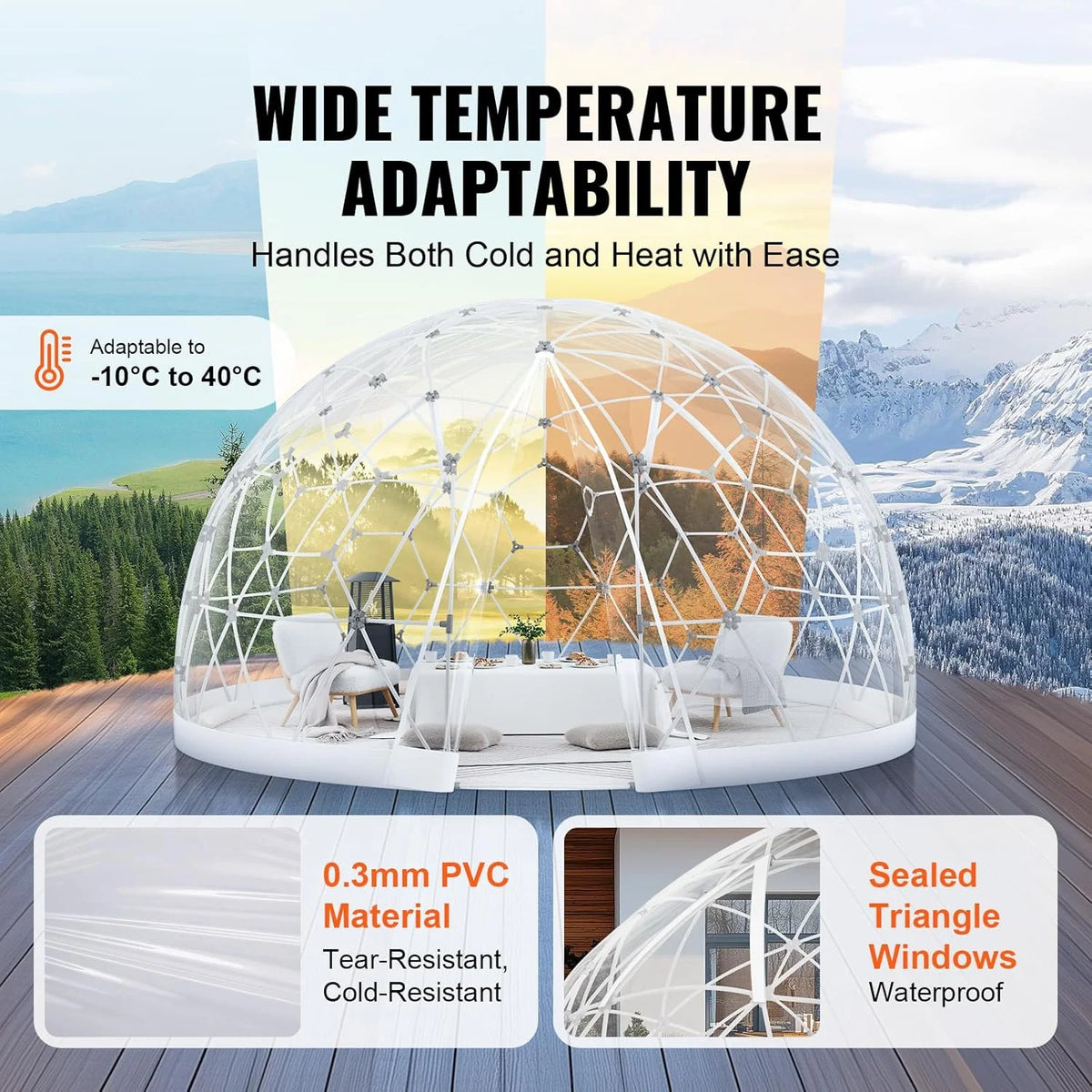 Garden Dome Tent House, Upgraded Garden Tent with PVC Transparent Cover and Window, Waterproof Outdoor Geodesic Dome Camping Shelter for Patio