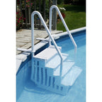 Blue Torrent Antigua Step Ladder with Handrails for Above Ground Pools, White