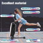 Advwin Scooter Luggage for Kids & Adults, Hardside Ride on Suitcase for Kids Ages 4-15 Multifunctional Lightweight Foldable Carry on Luggage with Wheels Ride on for Children Teenagers, Pink