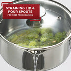 T-fal Cook & Strain Stainless Steel Cookware Set, 14 piece Set