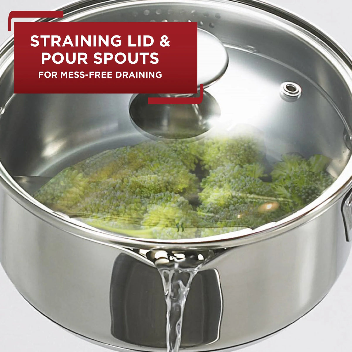 T-fal Cook & Strain Stainless Steel Cookware Set, 14 piece Set