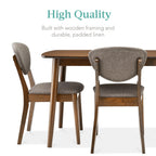 Best Choice Products 5-Piece Compact Wooden Mid-Century Modern Dining Set w/ 4 Chairs, Padded Seat & Back - Walnut/Cream