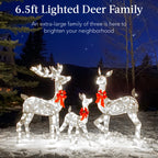 Best Choice Products 6.5ft 3-Piece Lighted Christmas Deer Set Outdoor Yard Decoration w/ 385 LED Lights, Stakes - Gold
