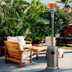 Costway 50000 BTU Propane Patio Heater Standing Steel with Wheels Grey