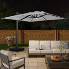 Boyel Living Cantilever Outdoor Patio Umbrellas, with Bluetooth Ambient Light & Base, Offset Square Umbrella for Pool Deck Garden Backyard, Navy Blue