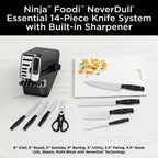 Ninja NeverDull 14-Piece Stainless Steel Essential Knife System with Built-in Sharpener, K12014 Black/Gray