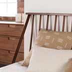 Walker Edison Modern Boho Queen Size Solid Wood Platform Bed, Walnut