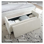 Pinmoco 44" Storage Ottoman Bench, Upholstered Entryway Bench with Storage End of Bed Bench for Bedroom& Living Room, Corduroy Gray