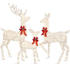 Best Choice Products 6.5ft 3-Piece Lighted Christmas Deer Set Outdoor Yard Decoration w/ 385 LED Lights, Stakes - Gold